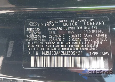 2021 Hyundai Tucson Value из США, поврежденный, VIN KM8J33A42MU309431